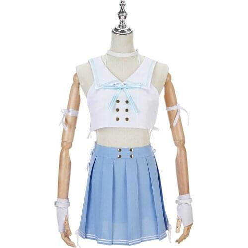 FGO Joan Of Arc Costume Women Sleeveless Top Pleated Skirt Summer Swimsuit Halloween Cosplay Outfit