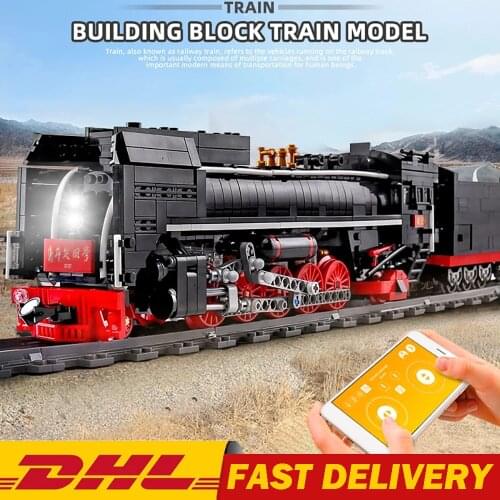 Mould King City series The QJ Steam Locomotives Remote control train Building Blocks bricks Kids DIY funny Toys Christmas Gifts