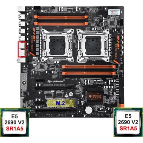 HUANANZHI X79-8D Motherboard with Dual CPU Xeon E5 2690 V2 10 Cores 20 Threads Super M.2 SSD Slot 2 Giga LAN Port Best Combo