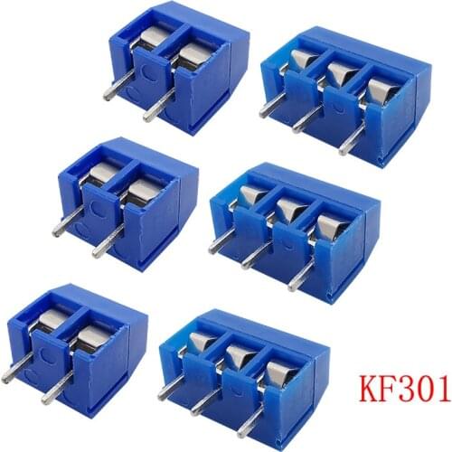 50/20/10Pcs KF301-5.0-2P KF301-5.0-3P Pitch 5.0mm Straight 2Pin 3Pin Spliceable Plug-in Screw PCB Terminal Block Connector