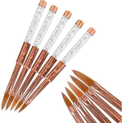 Luxury New Gold White Crystal Nail Brush UV Gel Extension Pen For Polish Drawing Metal Crystal High Quality Acrylic Nail Tools