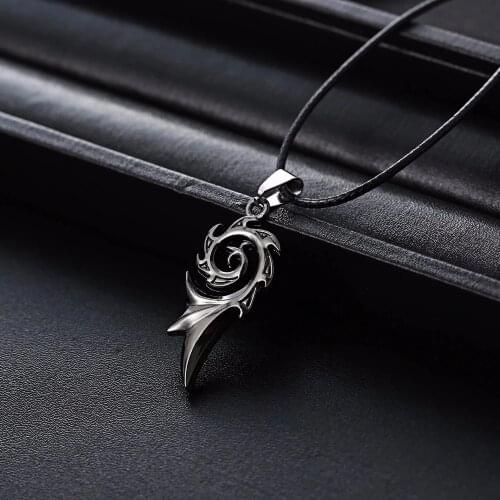 Rinhoo Mens Punk Dragon Flame Titanium Stainless Steel Cool Leather Chain Pendant Necklace Mens Charm Necklace Jewelry