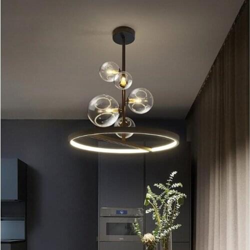 Nordic Style Circle LED Chandeliers Art Glass Bubbles Parlor Restaurant Diningroom Decoration Hanging Lighting Fixtures