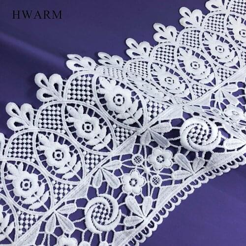 10yard High Quality White Sewing Trim African Arts Craft Lace Fabric Ribbon 15cm Wedding Dress Accessories Diy Women Skirt Deco