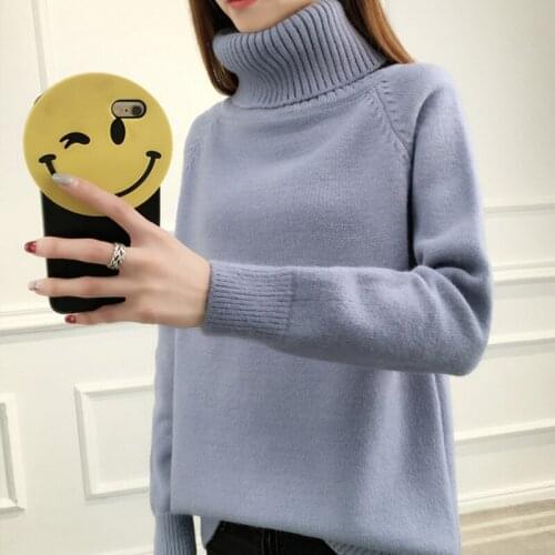 Trendy Turtleneck Oversized Sweater Women Autumn Winter Solid Knitted Pullover Korean Style Long Sleeve Casual Female Knit Top