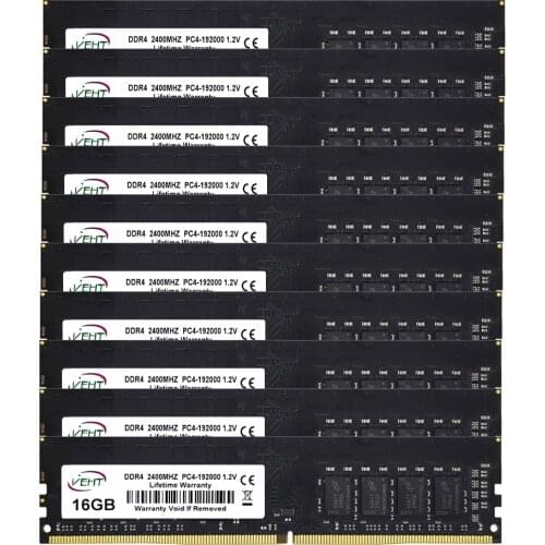 10PCS VEHT DDR4 16GB Desktop Memory 16GB PC4-19200 ddr4 ram DIMM 2400MHz RAM 1.2V 288PIN NON ECC ddr4 ram CL17 desktops ram
