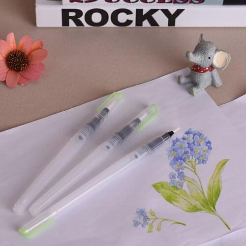 3pcs Brush Pen Artist Watercolor Brush Pen Kit Set Water Storage Nylon Hair Point Tips for Solid Color Powder Painting Drawing
