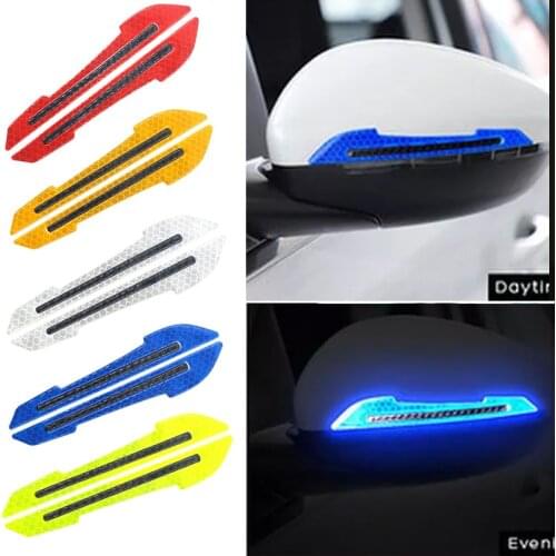 2PCS Car Reflective Sticker Car-styling Rearview Mirror Sticker Safety Warning Reflective Sticker Car Strip Stickers Exterior