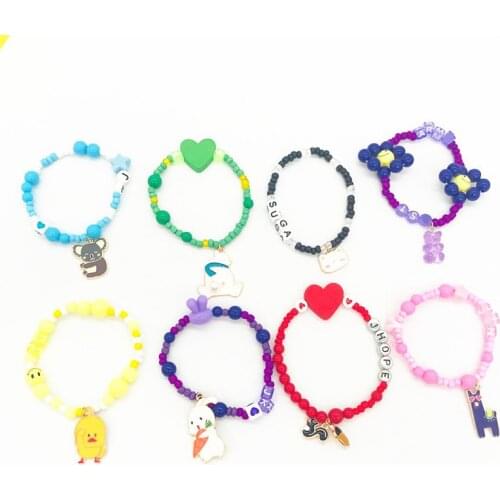 NEW Kpop Bangtan Boys Same Women Men Girls Strand Bracelet Colorful Handmade Wristband Couples Fans Gifts Jewelry Accessories