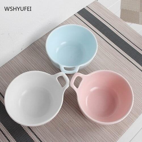 Single ear ceramic smooth and delicate Japanese breakfast bowl milk pudding sweet soup bowl couple fruit salad grilled rice bowl