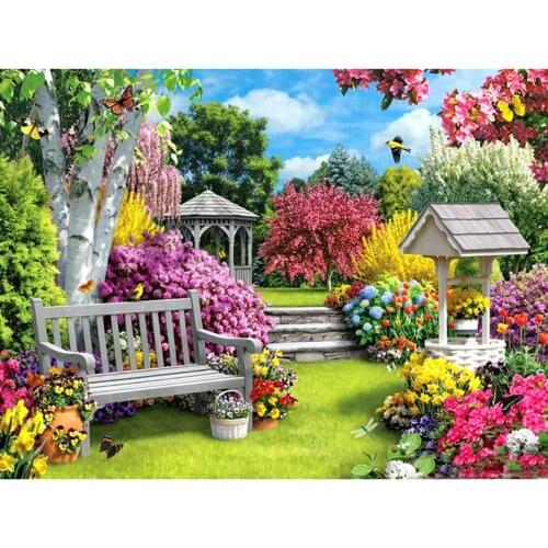 Full Square Diamond Painting Landscape garden Cross-stitch 5d Diamond Embroidery Flowers Mosaic Pictures Rhinestones Home Decor