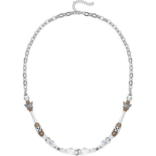 Butterfly Adjustable Choker Lucky Dice Beaded Stainless Steel Chain Necklace AXYD