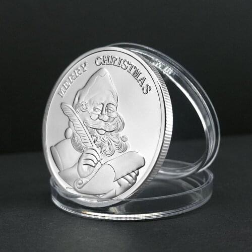 Merry Christmas Santa Claus Silver Coins Snowman Tree Commemorative Souvenirs New Year Gifts Holidays Collection