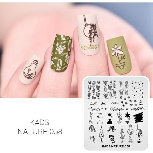 Nail Stamping Plate Cactus Potted Plant Pattern Design Nature Plant Nail Stamp Template Printing Image Stencil Tool For Nail Art