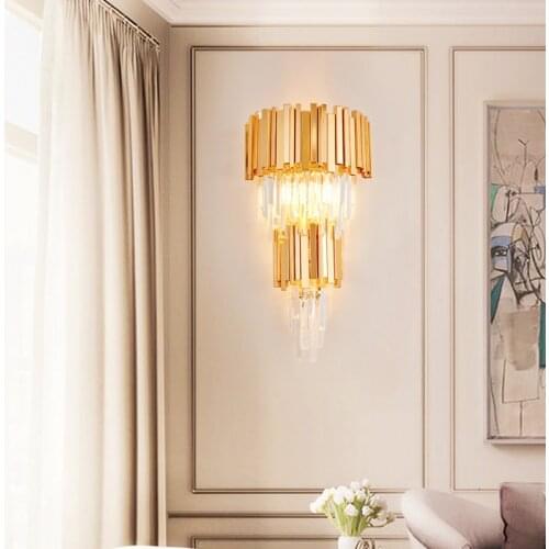Modern Minimalist Glass crystal LED Wall lamp Gold Indoor Living Room Bedroom Bedside Wall Lights Porch Sconce Lampe Luminaria