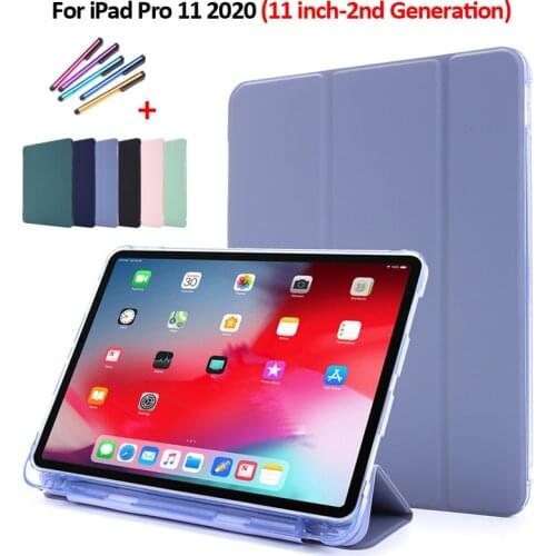 Smart Folio Cover For iPad Pro 11 2020 Case With Pencil Holder PU Leather Soft Back Stand Tablet Funda For iPad Pro 11 Case 2020