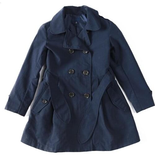 Girls Windbreaker Autumn Winter 2018 New Style Leisure Western Style Long Jacket Children Trench Clothes Fashion size 110-170CM