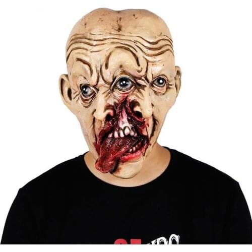 WAYLIKE Halloween Double Face Mask Cosplay Three Eyes Two Nose Scary Mask Halloween Latex Mask Party Mask