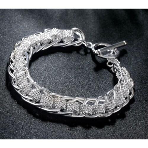 Silver Plated Womens Bracelet Multiple Round Charm Bracelets Womens Mens Jewelry Wedding Gifts Unusual Bracelets