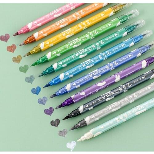 12 Colors Metallic Marker Pen DIY Scrapbooking Crafts Card Making Brush/ Round Tip Pens for Drawing Special Pen for Black Paper