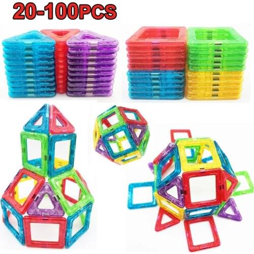 20-100pcs Mini Magnetic Designer Constructor Set Magnetic Blocks Model Building Blocks Educational Toys for Children Gifts