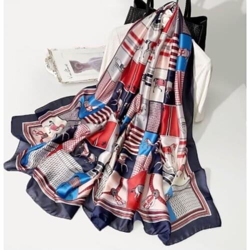 2021 Women Silk Winter Scarf Luxury Design Print Lady Beach Shawl Scarves Fashion Smooth Foulard Female Hijab