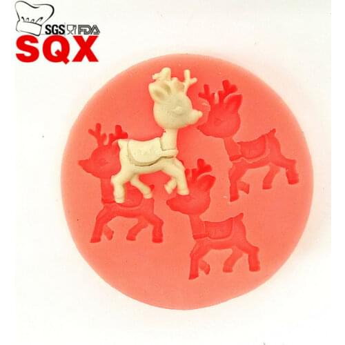 3 Christmas reindeer Silicone Mold, Cake Fondant Mold, Cake molds, Cake Decoration Tool, Food Grade Material SQ15300