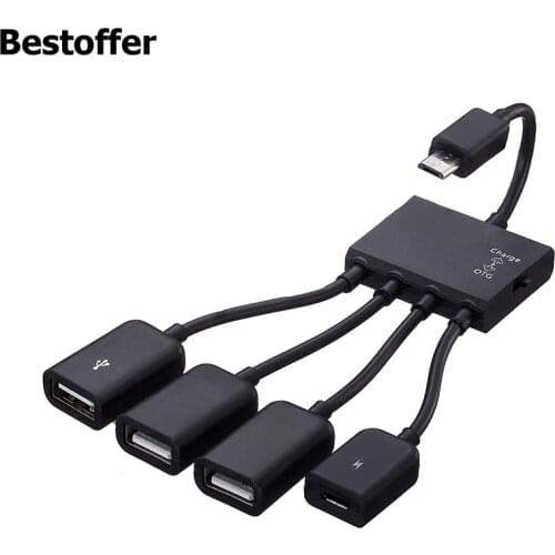 4 Ports OTG Hub Cable Adapter Micro USB Charging For Android Phone Tablet