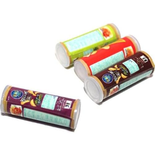 4Pcs/Set Mini Simulation Potato Chips Bottle Dollhouse Miniature Play Kitchen Food For Dolls 1/12 Doll Toy