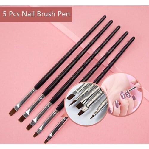 5 Pcs Nail Pen Brush Professional Nail Glue Phototherapy Pen Tools Light-tip nail brush