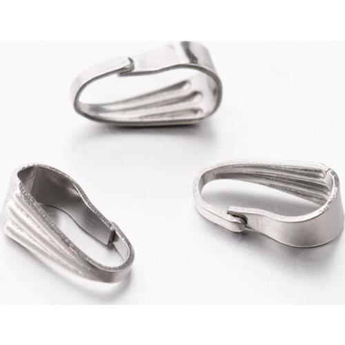 500pcs 8.5x3.5mm 304 Stainless Steel Snap on Bails dfor Jewelry Making DIY Accessories Findings Hole: 8x3mm Pin: 1x0.5mm