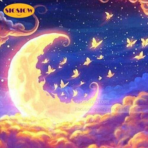 5d Diamond Embroidery Full Display Cartoon Diamond Painting Moon Butterfly Cross Stitch Rhinestones Mosaic Kits Gifts For Girls