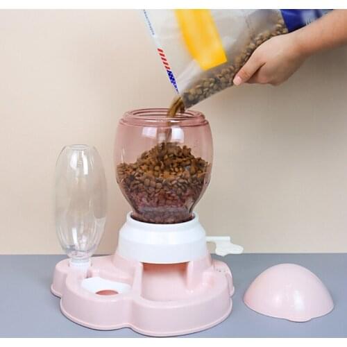 Pet Bowl Fountain Automatic Water Food Feeder Dispenser Container for cats Dogs M68E