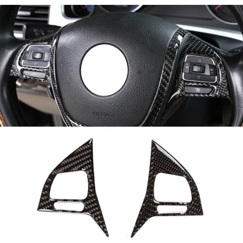 For VW Touareg 2011 2012 2013 2014 2015 2016 2017 2018 Car Carbon Fiber Interior Steering Wheel Panel Switch Button Cover Trim
