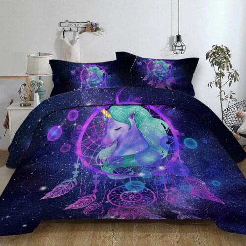 Dreamcatcher Duvet cover Set Galaxy Quilt Cover Bohemian Mandala Bedclothes 3-Piece Color Nebula Soft Bedding Home Textiles
