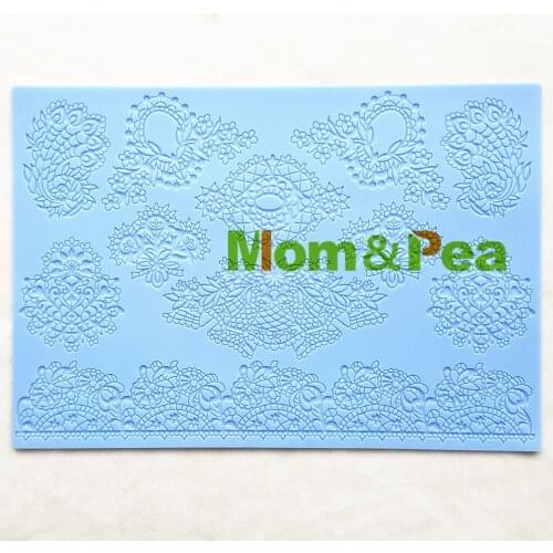 Mom&Pea GX204 Free Shipping Flowers Lace Pad Cake Decoration Fondant Cake 3D Mold Food Grade Silicone Mould