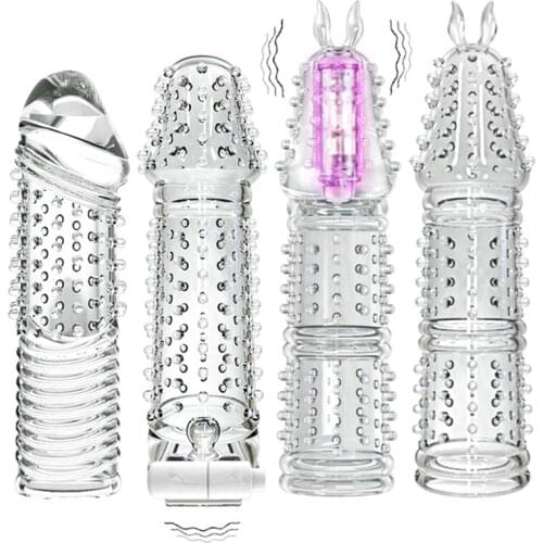 Reusable Condom Crystal Cock Rings Vibrating Penis Pump Adult Sex Product Male Penis Sleeves Penis Extension Enlargement for Men