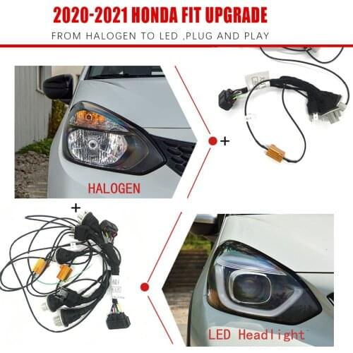 Car Headlight Modification Upgrade Transfer Wire Harness Headlamp Modify For Honda 20-21 FIT From Halogen To LED Play And Plug