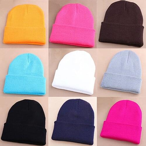 Men Ski Hat Women Beanie Knit Cap Hip-Hop Winter Warm Elastic Wool Yarn Cuff Hat