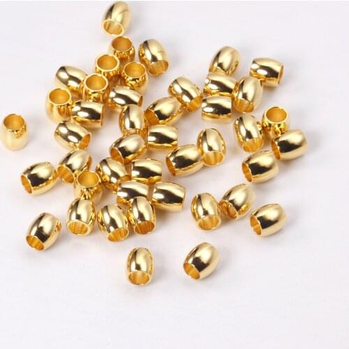 ASON 100pcs/Lot Spacer Beads Loose Ball Oval 316L Stainless Steel Gold Silver Color For DIY bracelet Necklace Jewelry Making