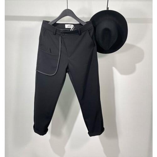 Owen Seak Men Casual Pencil Pants High Street Wear Mens Clothing England Sweatpants Preppy Autumn Winter Cross Black Pants