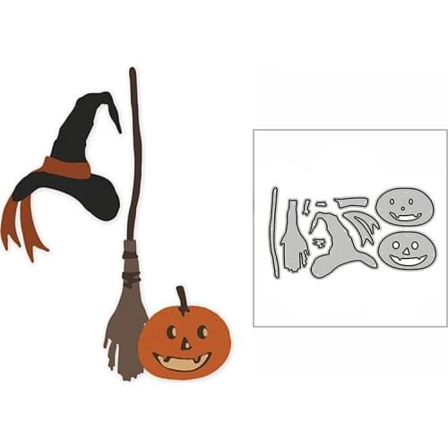 New Halloween Pumpkin Broom Hat 2020 Metal Cutting Dies for DIY Scrapbooking and Card Making Decorative Embossing Craft No Stamp