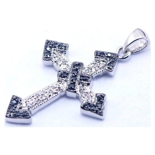 New Black White Crystal Zircon Woman 925 Sterling Silver Crystal pendant TE404