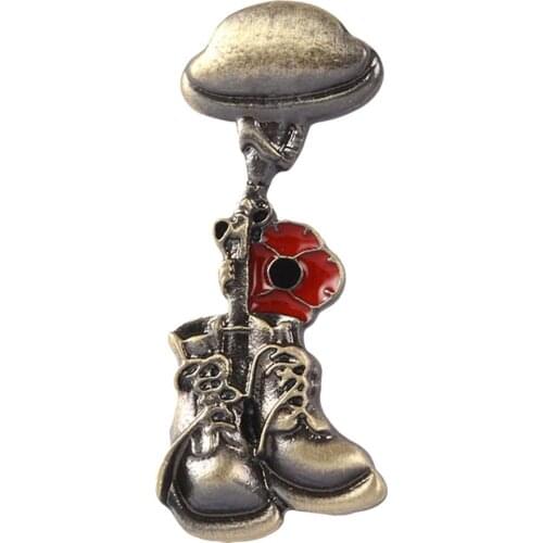 Remembrance Soldier Veteran Helmet Boot Enamel Brooch Pin Shirt Jacket Badge punk