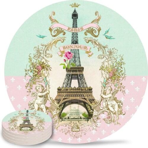 Paris Ceramic Coasters Waterproof Tea Cup Mat Christmas Home Decor Coasters for Glasses