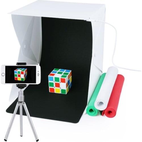 T&ACYML Mini Portable Photo Studio Folding Table Top 20pcs LED Light Box Photography Lighting Tent Backdrops Kit Photo Lightbox