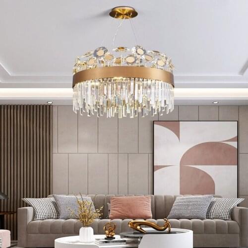 Postmodern light luxury chandelier simple living room dining room bedroom model room duplex building crystal lamp