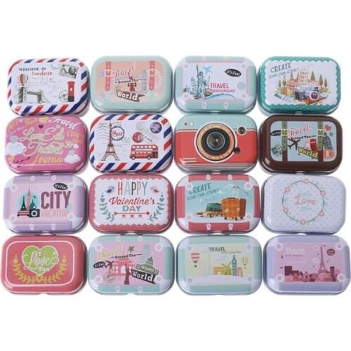 Empty Tinplate Metal Trinket Candy Jewelry Coin Container Storage Box Case