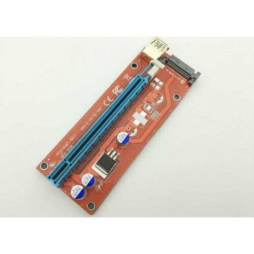Riser Red VER008 0.6M LED PCI-E 1X to 16X Riser Card PCI Express Adapter Golden USB 3.0 SATA Power for BTC Antminer Miner Mining