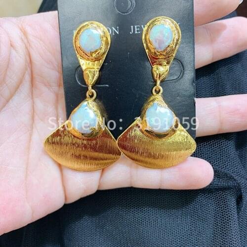 24k gold pearl ear stud long style temperament simple fashion versatile gift